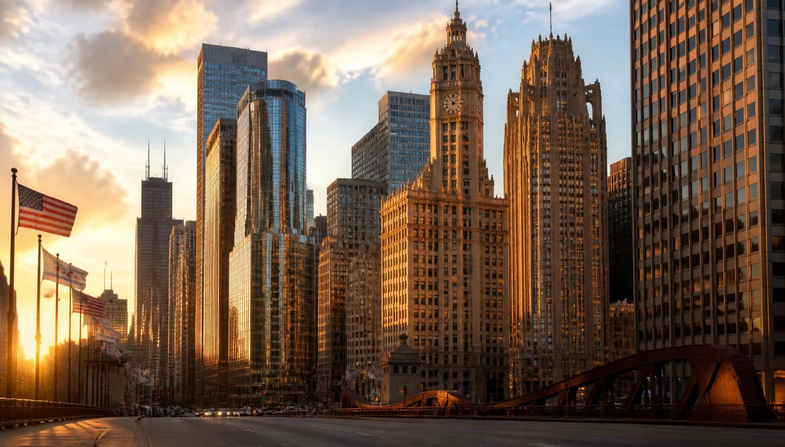 Chicago Loop skyline near the Lion & Jo studio on East Monroe Street